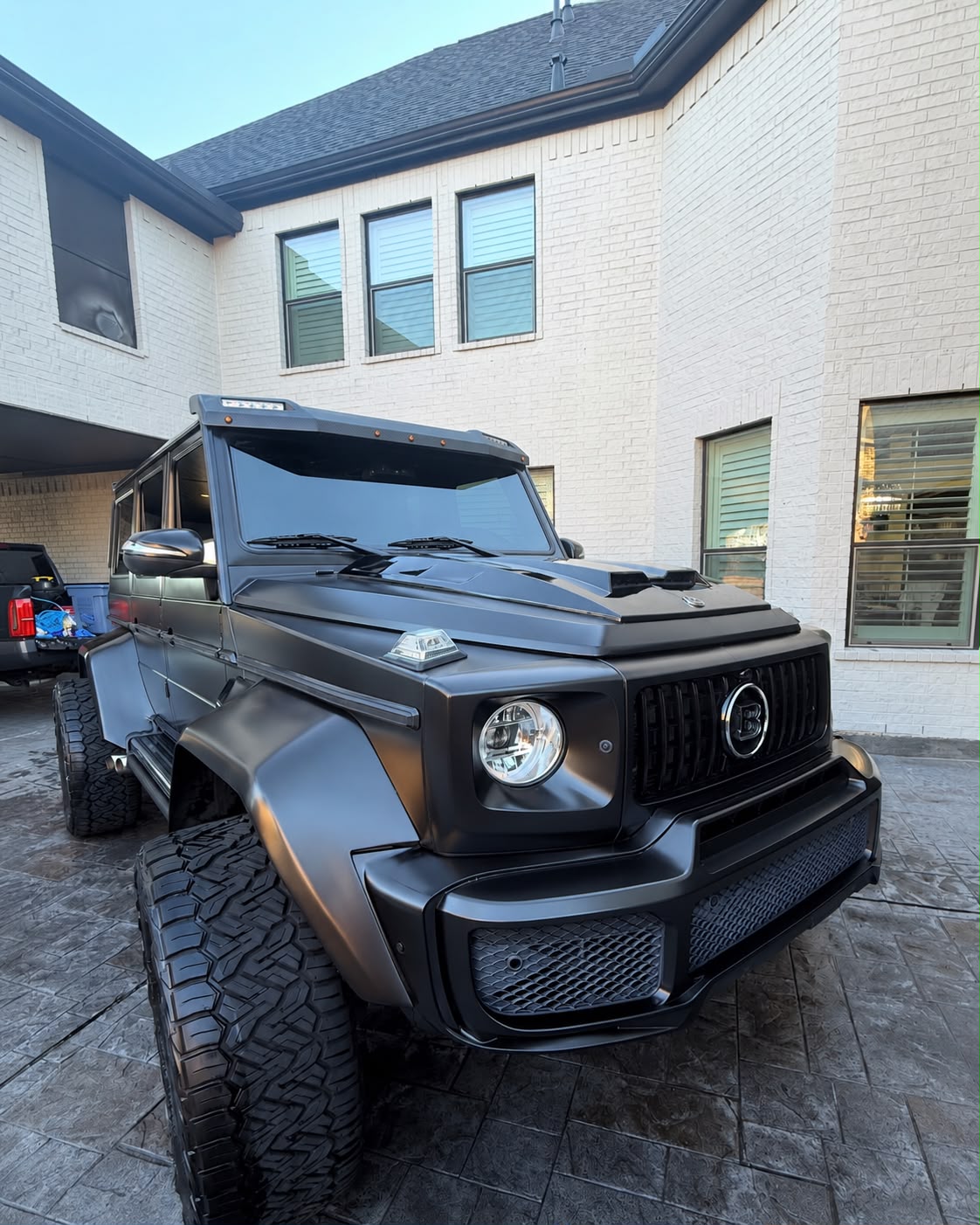 Front angle of a detailed black luxury SUV